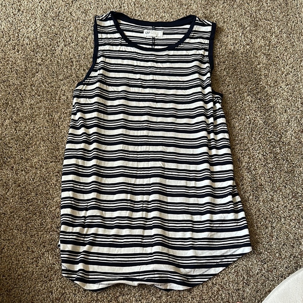 GAP Navy and White Striped Sleeveless Tank Top
